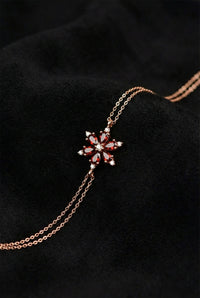 Bracelet fleur de lotus en rubis et or rose | Argent 925