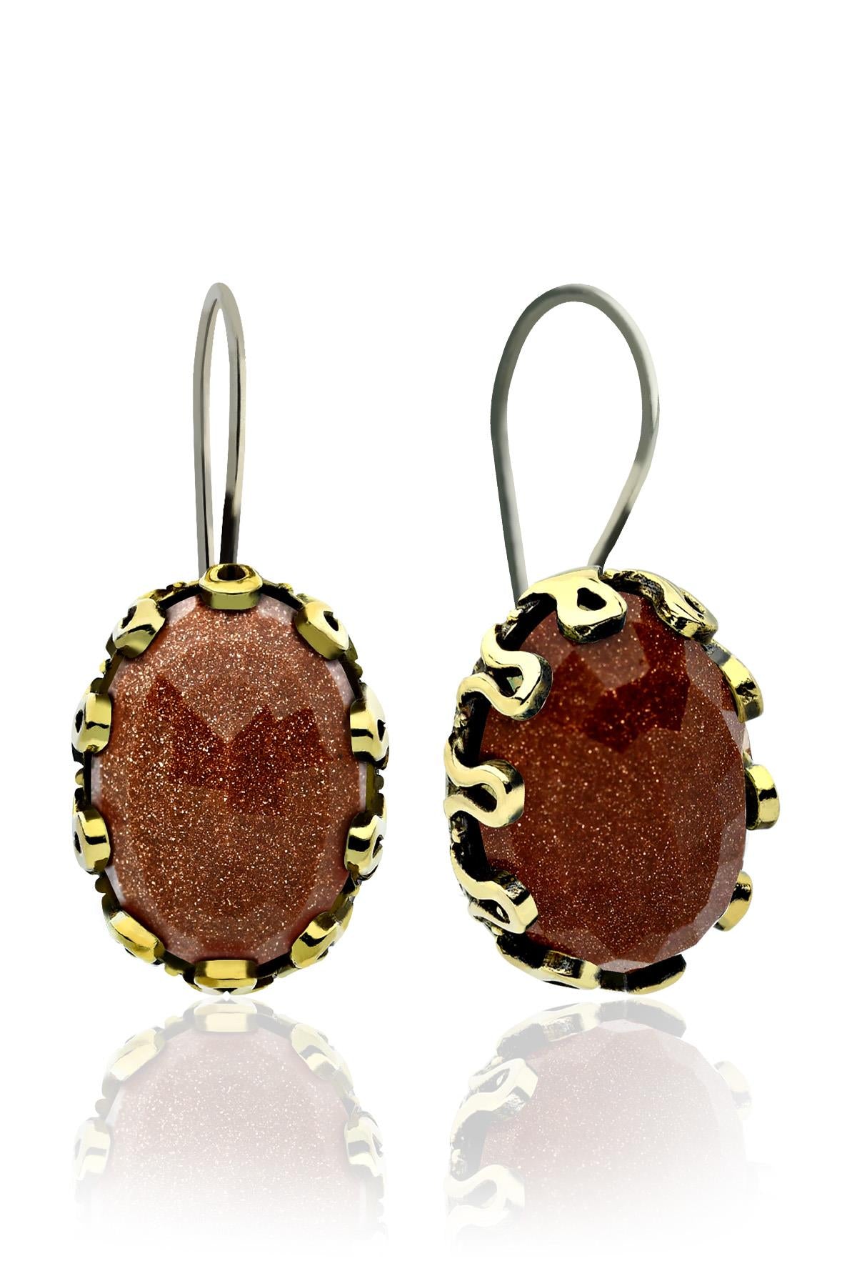 Gilded Star Stone Earrings | 925 Silver