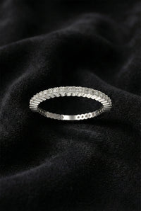 925 Sterling Silver Dainty Eternity Band Ring, Minimalist White Cubic Zirconia Stacking Ring for Women