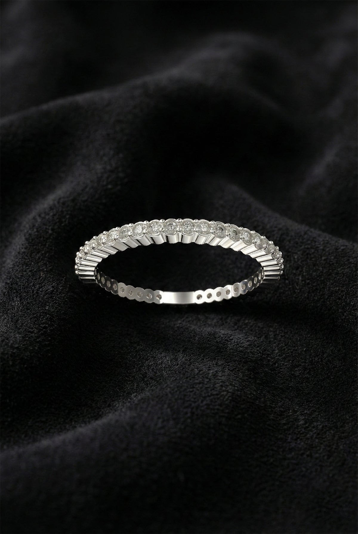 Eternity Band, White Zircon Stacking Ring in 925 sterling silver