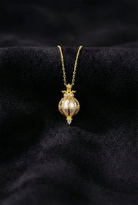 Gold Pearl Cage Pendant Necklace | 925 Silver