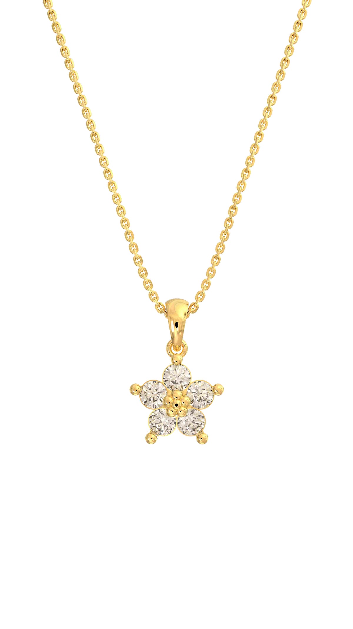 Gold Zircon Magnolia Flower Necklace in 925 sterling silver - view 5