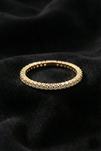 925 Sterling Silver Gold Dainty Eternity Band Ring, Minimalist Cubic Zirconia Stacking Ring for Women