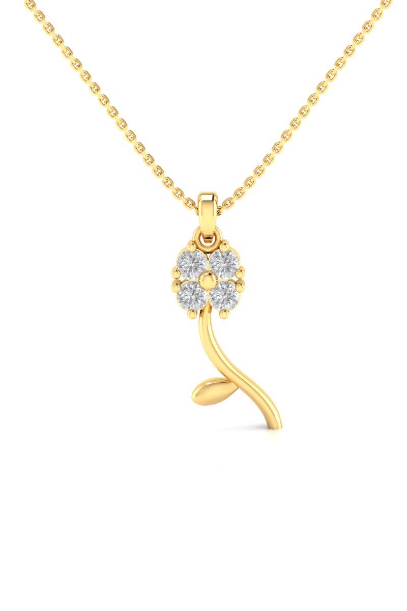 CZ Minimalist Clover Necklace Gold Plated Silver