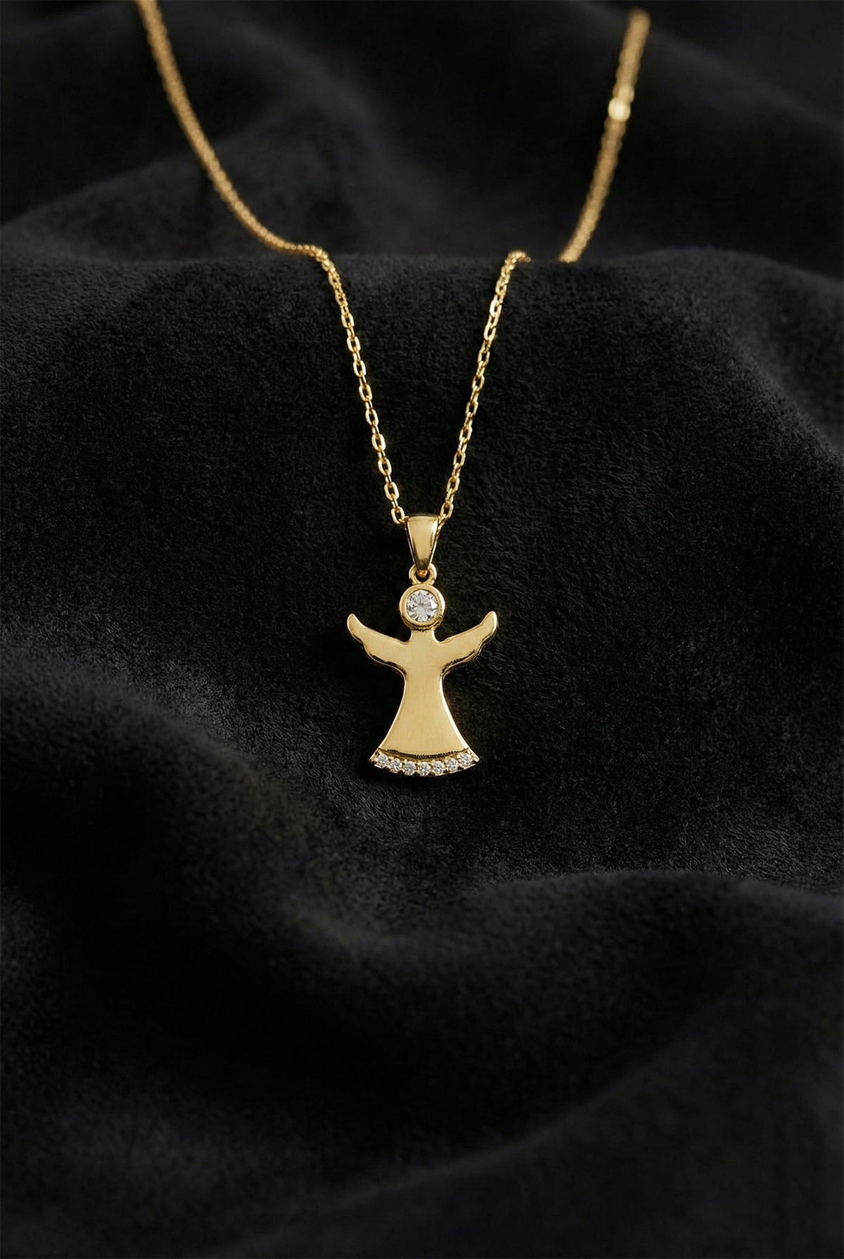 Gold Zircon Whirling Dervish Pendant Necklace in 925 sterling silver