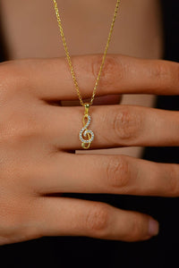 Zircon Stone Gold Treble Clef Minimal Silver Necklace