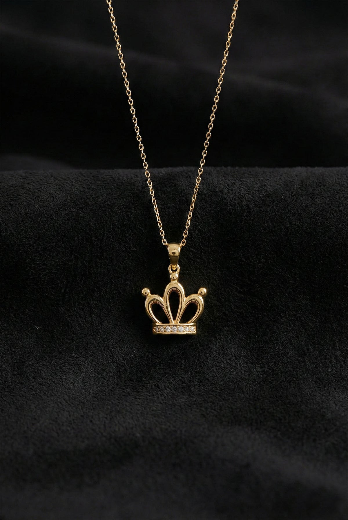 Gold Plated Crown Pendant Necklace with Zircon | 925 Silver