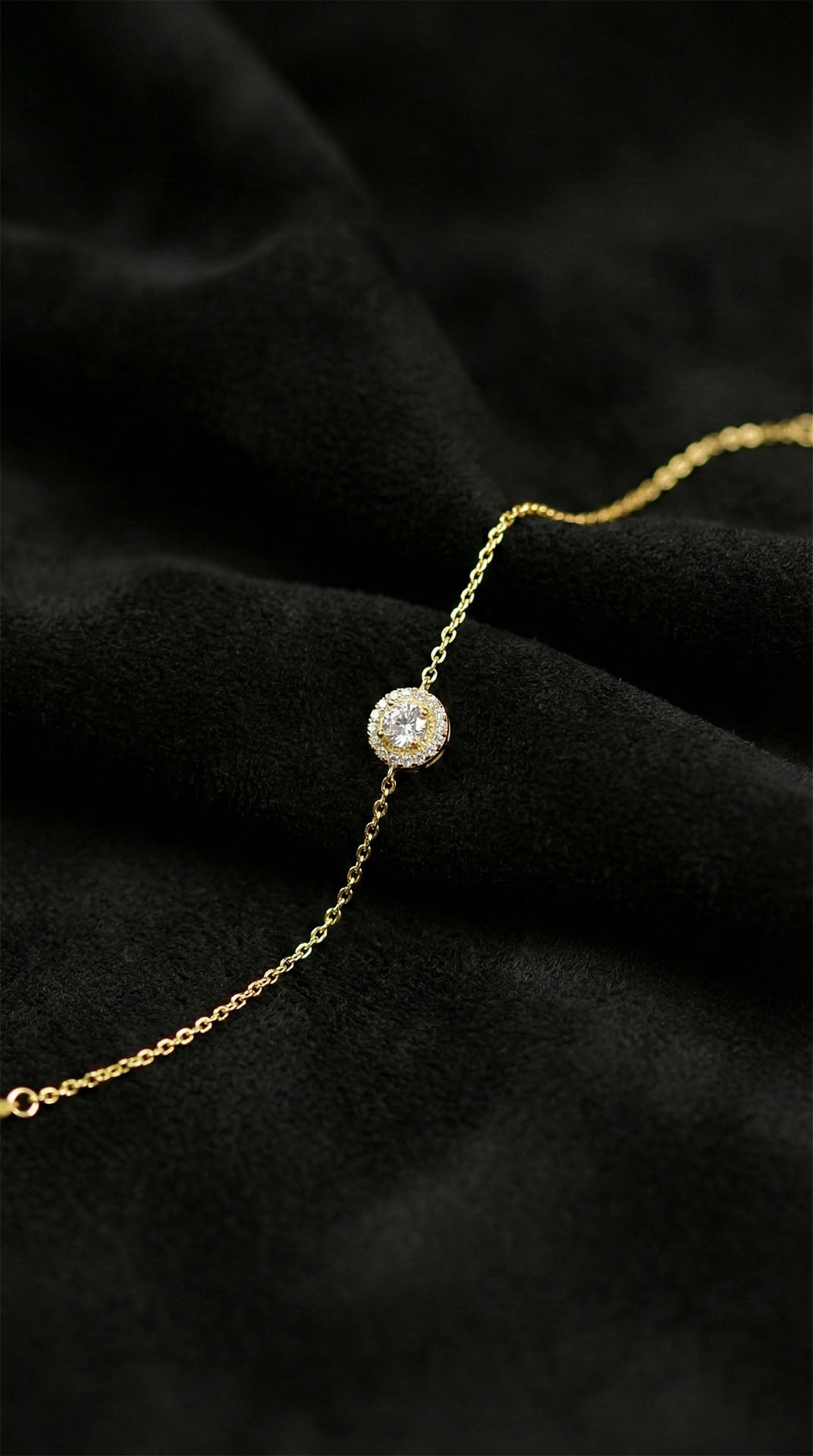 Gold Solitaire with Zircon Stone Minimal Silver Bracelet
