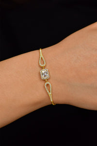 Zircon Stone Gold 3-Row Baguette Silver Bracelet