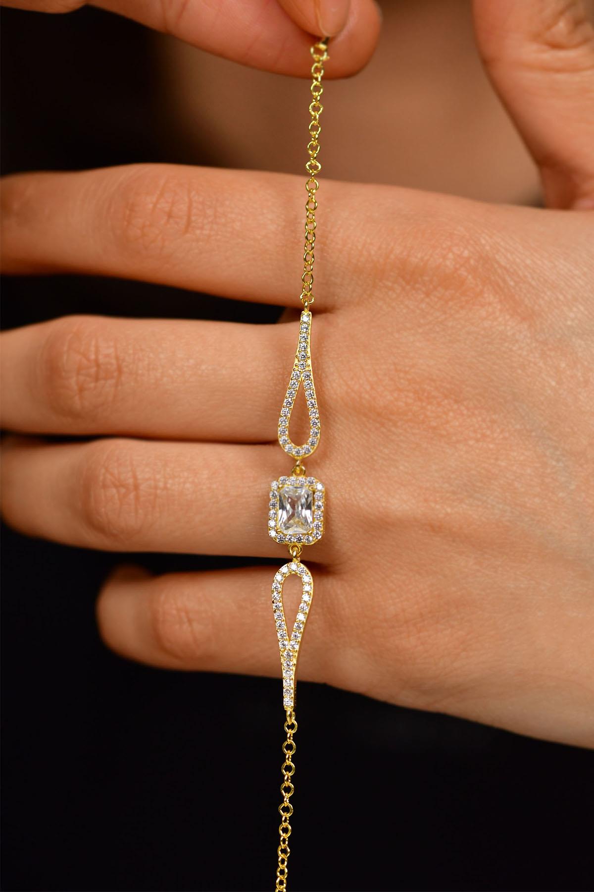 CZ Round Bolo Bracelet Gold Plated Silver