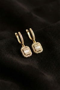Gold Three-Row Dangling Baguette Earrings | 925 Silver