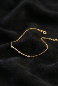 Gold Three Stone, Dainty Zircon Chain Bracelet | 925 Silver