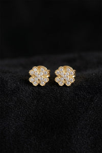 Gold Zircon Minimal Clover Stud Earrings | 925 Silver