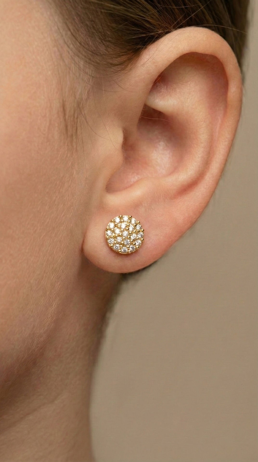 CZ Round Minimalist Stud Earrings Gold Plated Silver
