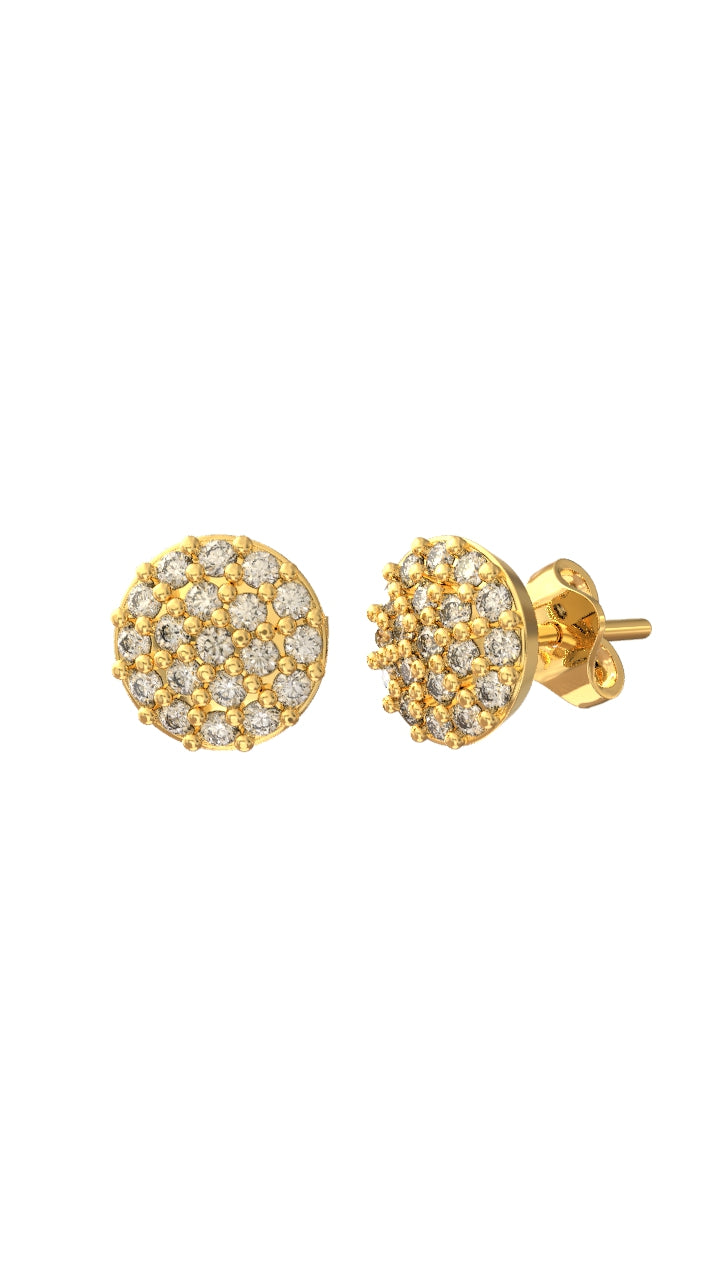 CZ Round Minimalist Stud Earrings Gold Plated Silver