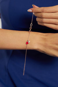 Zirkon Taşlı Mineli Rose Kalp Minimal Gümüş Bileklik