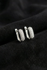 Créoles Huggies en forme de J en rhodium et zircon | Argent 925