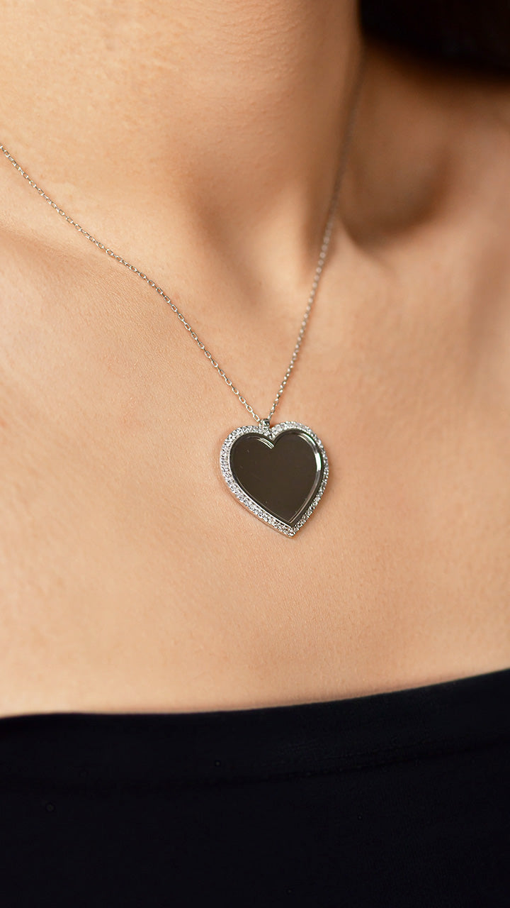 Rhodium Plated Zircon Heart Name Necklace in 925 sterling silver - view 5
