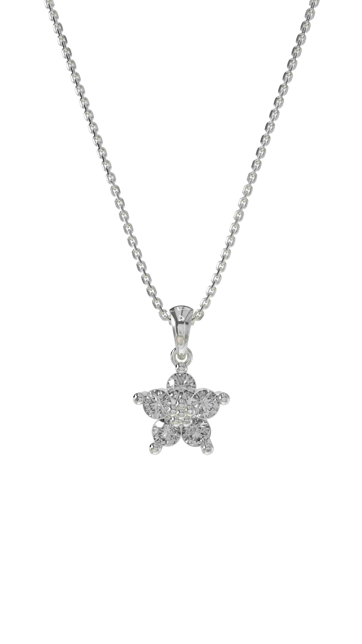 Rhodium Zircon Magnolia Flower Necklace in 925 sterling silver - view 4