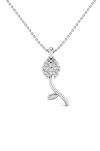 CZ Minimalist Clover Necklace Rhodium Plated Silver