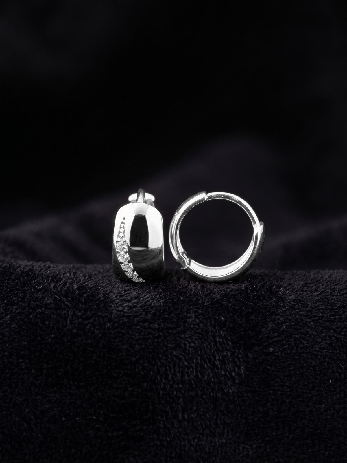 Rhodium Zircon Special Design Hoop Earrings in 925 sterling silver