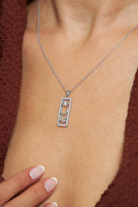 Rhodium-Plated Silver Lucky Necklace with Zircon Stone