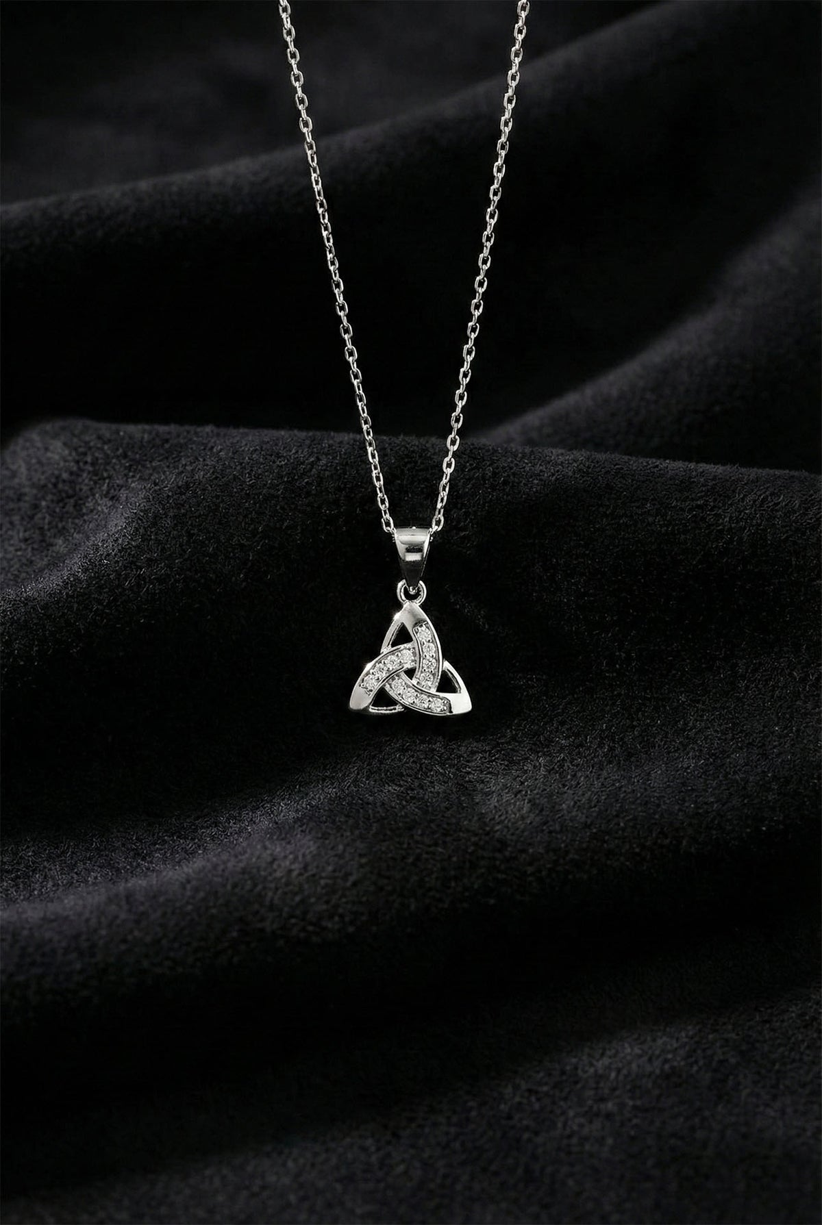 Celtic Trinity Knot Necklace Zircon Pendant in 925 sterling silver