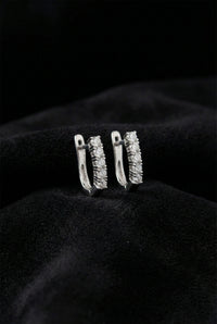 Rhodium Zircon Single Row J-Hoop Earrings Cubic | 925 Silver