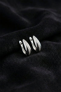 Rhodium Zircon Single Row J-Hoop Earrings | 925 Silver