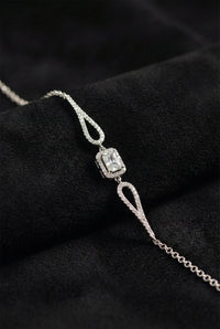 Baguette Zircon Solitaire Halo Bracelet | 925 Silver