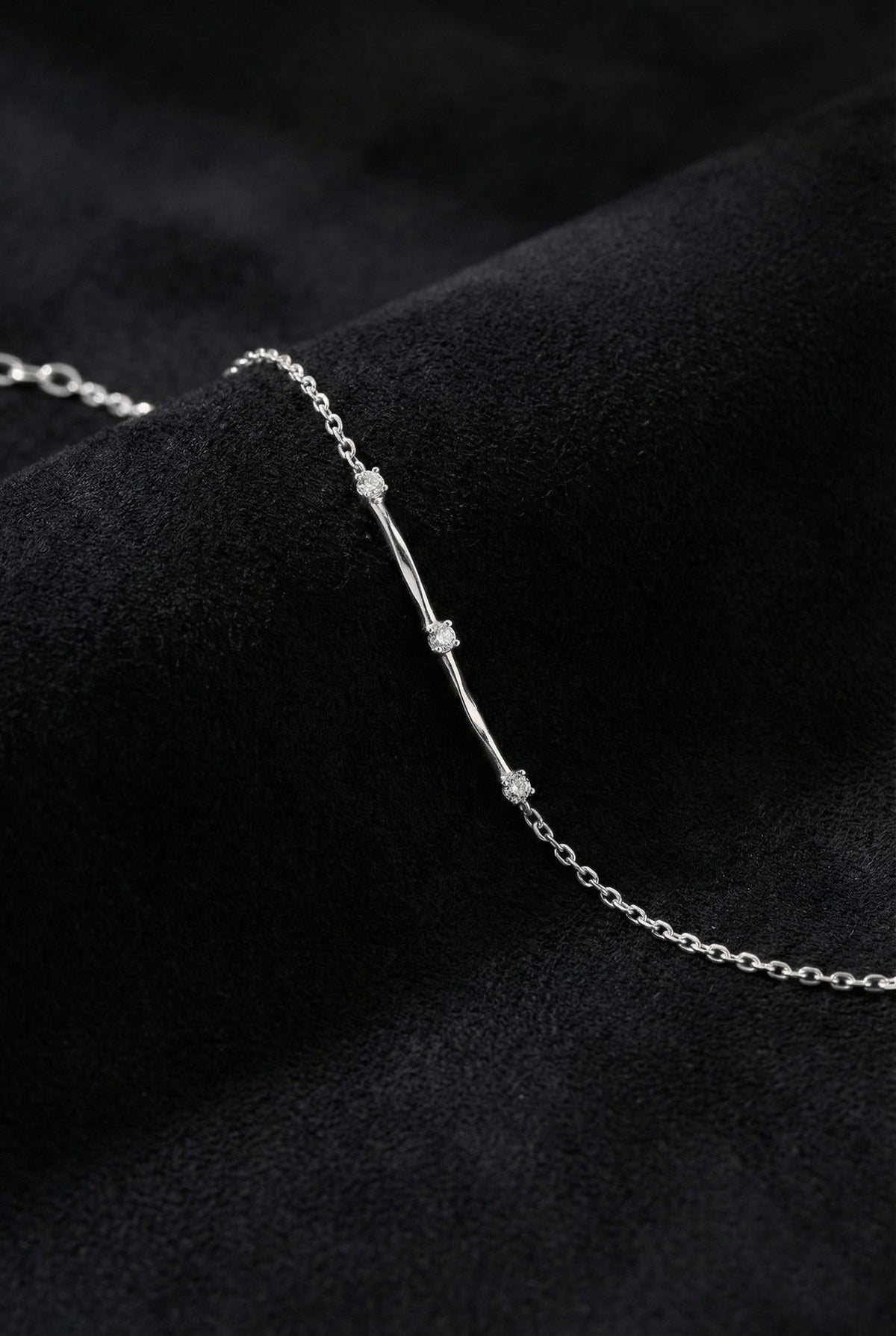 Rhodium Three Stone, Zircon Chain Bracelet in 925 sterling silver