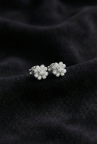 Rhodium Zircon Minimal Clover Stud Earrings | 925 Silver