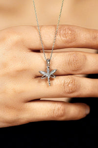 Rhodium Dragonfly Silver Necklace with Zircon Stone