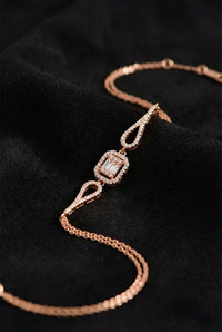 Armband aus roségoldfarbenem Baguette-Zirkonia, mehrreihig | 925er Silber