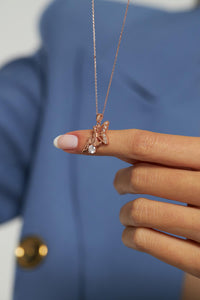 Zirkon Taşlı Rose Aşk Perisi Gümüş Kolye