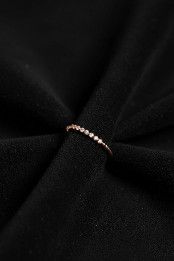 Rose Adjustable Minimal Silver Ring with Zircon Stone