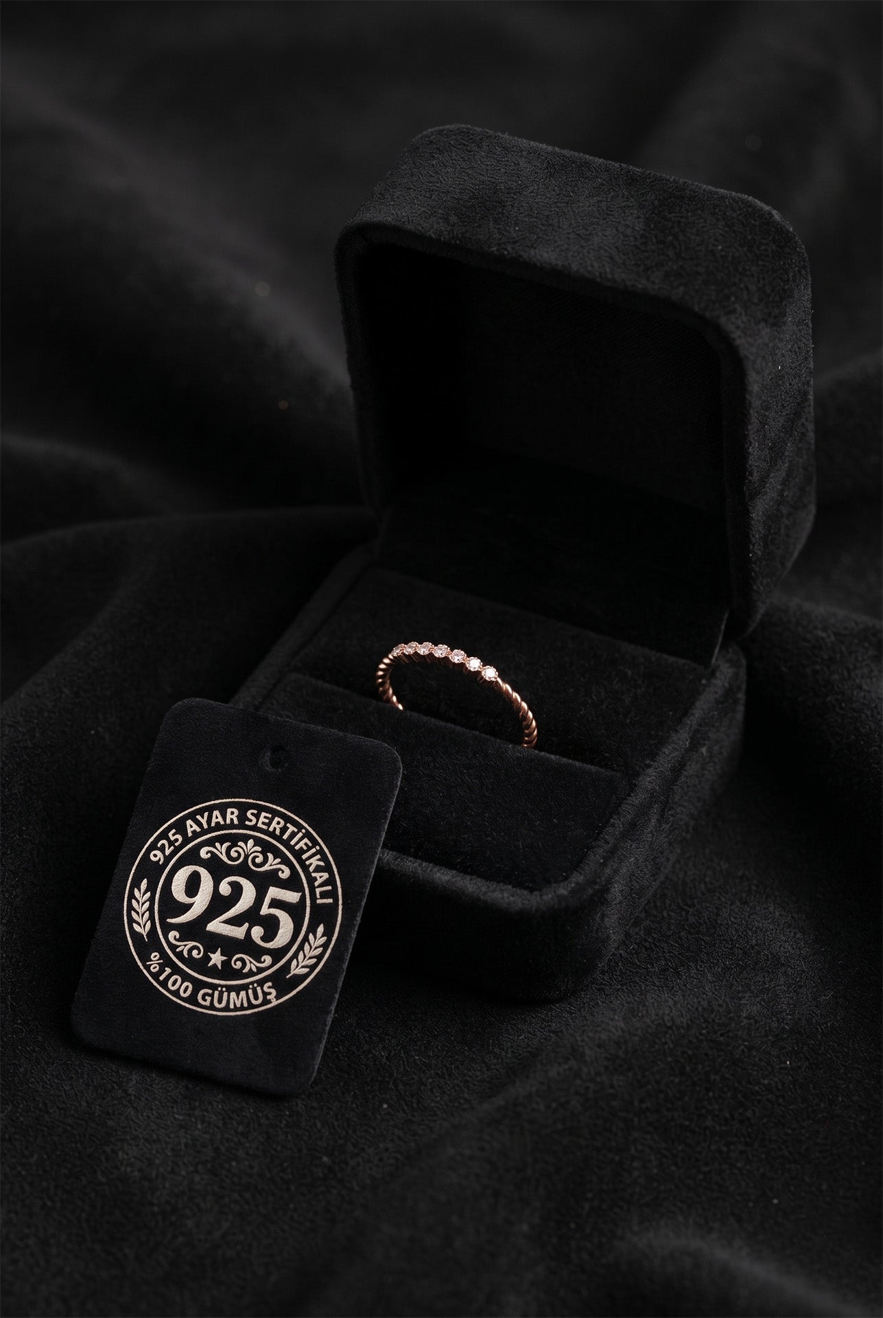 Rose Adjustable Minimal Silver Ring with Zircon Stone
