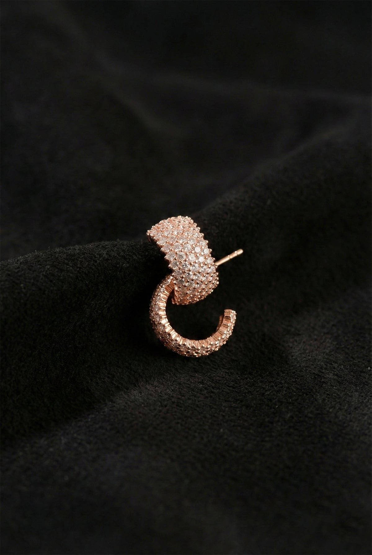 Rose Gold Zircon Five-Row Pavé Hoop Earrings in 925 sterling silver