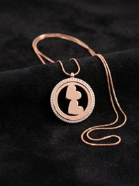Collier prénom double cœur en or rose avec zircon | Argent 925