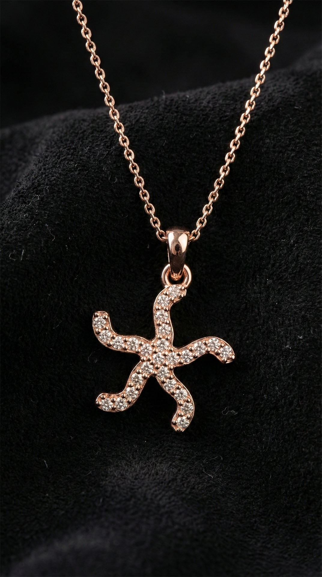 Rose Gold Starfish Necklace with Zircon in 925 sterling silver