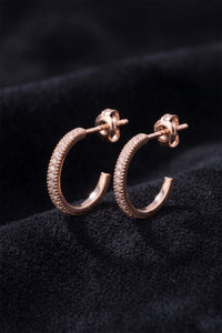 Rose Gold Zircon Large Hoop Stud Earrings | 925 Silver