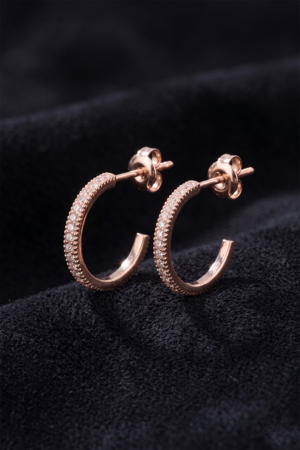 Rose Gold Zircon Large Hoop Stud Earrings | 925 Silver