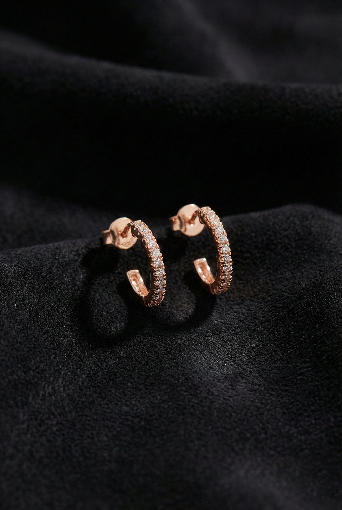 Rose Gold Zircon Small Hoop Stud Earrings in 925 sterling silver