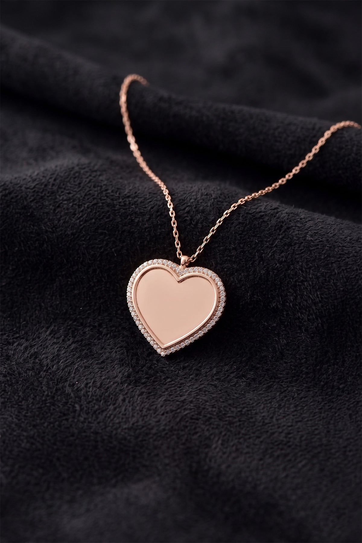 Rose Gold Plated Zircon Heart Name Necklace in 925 sterling silver