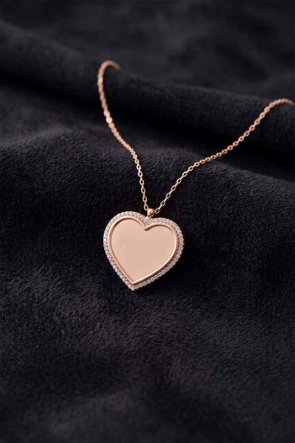 Collier prénom cœur en argent 925 plaqué or rose avec zircon