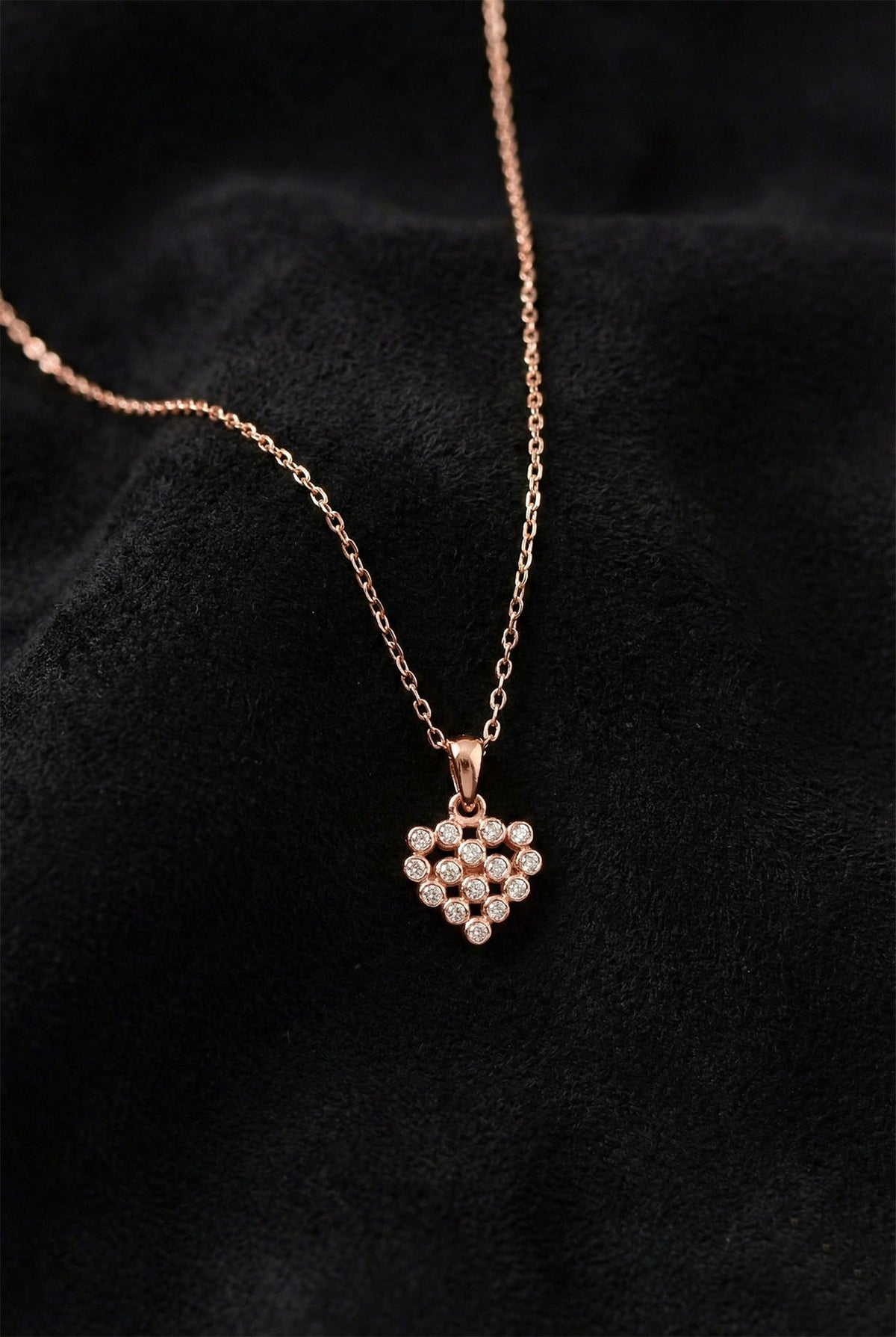 Rose Gold Heart Necklace with Zircon in 925 sterling silver
