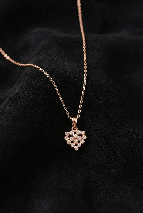 Rose Gold Heart Necklace with Zircon | 925 Silver
