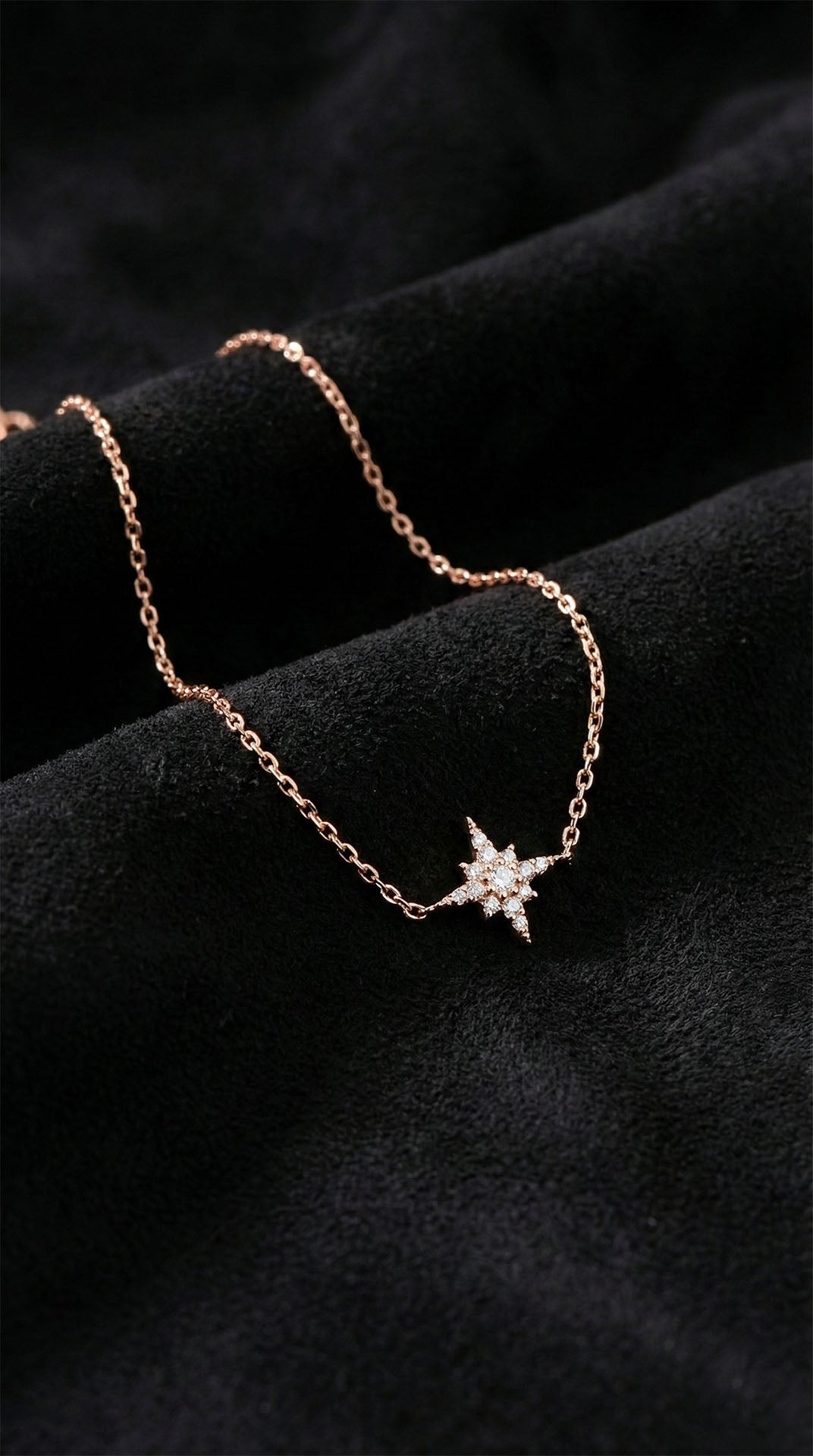 Rose Gold North Star, Zircon Chain Bracelet in 925 sterling silver
