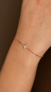 Rose North Star Minimal Silver Bracelet with Zircon Stone