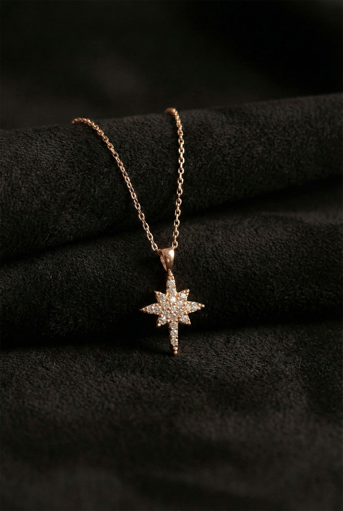 Rose Gold Plated Zircon North Star Necklace in 925 sterling silver